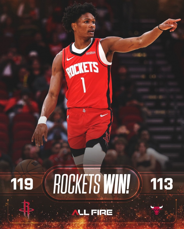 开云APP-10中6&amp;10罚10中砍23+5！火箭赢球海报：封面人物阿门·汤普森